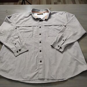 Ridgecut Toughwear Long Sleeve Shirt Mens 3XL Gray Grid Orange Trim Vented